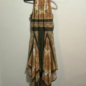 Boho Print Handkerchief Hem Dress